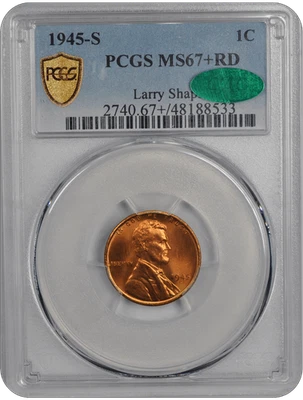 1945-S Lincoln PCGS (CAC) RD 67+  - Image 1 of 4
