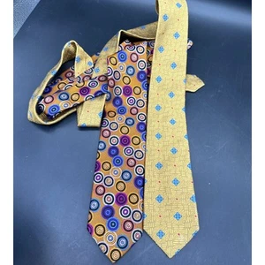 TRUE Vintage Mens Ties Set of 2 100% Silk Holland & Sherry Robert Nordstrom - Picture 1 of 6