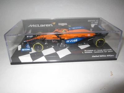 PMA Minichamps 1/43 McLaren MCL35M Mercedes Bahrain GP #4 L. Norris VUSE Ltd 750 - Immagine 1 di 4