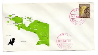 Netherlands New Guinea cover map New Guinea postmark KOKAS - A027 - Image 1 of 2