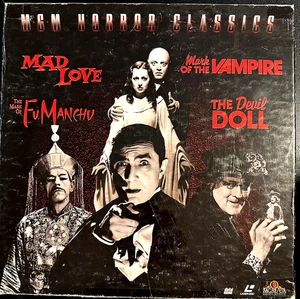 MGM HORROR CLASSICS Karloff Lugosi Barrymore Lorre New 3-Disc LASERDISC SET B&W - Picture 1 of 3