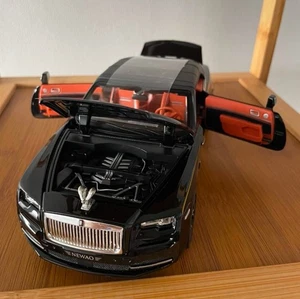 1/24 Rolls Royce Phantom Black Diecast Model Car Pullback Sound Light Luxury Toy - Picture 1 of 10