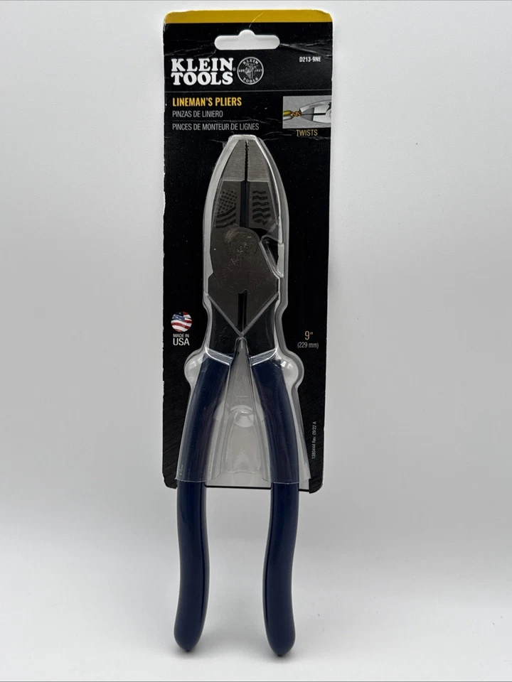 Klein USA Tools D213-9NE - Lineman's Pliers 9" High Leverage Side Cutting Pliers