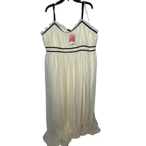 Arula Shimmering Cream Babydoll Maxi Dress Black Velvet Strap Detail NWT Size 3X - Picture 1 of 16