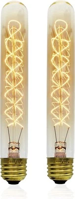 Vintage Edison Bulb, T9 T9-185 Tube Shape Spiral, 2 Count (Pack of 1), Amber  - Image 1 of 3