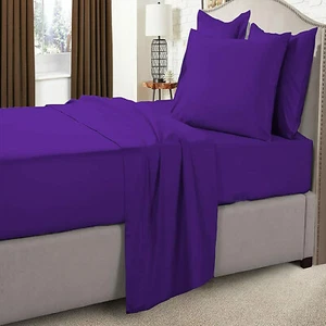 Hotel Egyptian Cotton Flat Sheet+2 Pillow Case Full XL Select TC All Solid - Picture 1 of 98