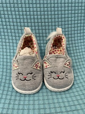 Младенца и ребенка ясельного возраста девочек серый Kitty Cat без шнуровки повседневные туфли кроссовки размер 2 новый - Изображение 1 из 4