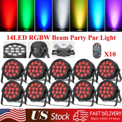 14 LED Par Light DMX RGBW Stage Lighting Sound Activated Wash Lights With Remote - Image 1 of 4