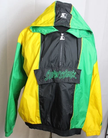Vintage Starter Seattle Supersonics Black Windbreaker Pullover XL Cover