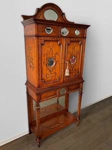 English 19th Century Edwardian Style Painted Satinwood & glass Cabinet - Picture 1 of 6