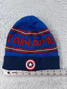 Marvel Captain America Beanie Toque Youth 3-6 Small Blue Red Knit 100% Acrylic - Picture 1 of 8