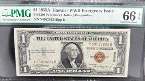 1935 A Hawaii $1 Silver Certificate FR 2300 PMG Gem 66 EPQ Rare Y/B Block - Picture 1 of 2