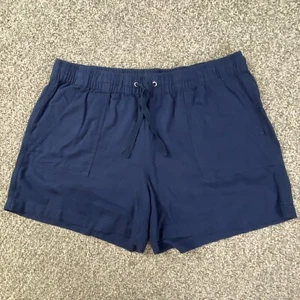 Nautica Shorts Womens Extra Large Blue Linen Blend Stretch Waist Pockets Pull-On - Picture 1 of 13