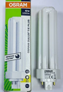 1x 42W OSRAM DImmable GX24Q-4 4 pin CFL Low Energy 3000K 830 Light Bulb Lamp - Picture 1 of 2