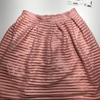 New York & Company Womens Pink Pleated Swing Perforated Lacy Skirt Size 12 - Image 1 of 4