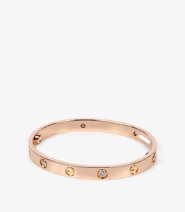 Cartier 4 Diamond 18ct Rose Gold Love Bangle 16cm - Picture 1 of 6