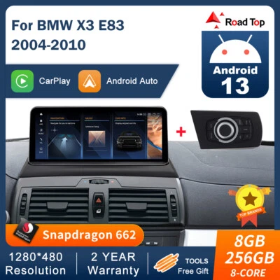 8+256G Android 13 Multimedia TouchScreen Carplay For BMW X3 E83 2004-2010+iDrive - Image 1 of 4