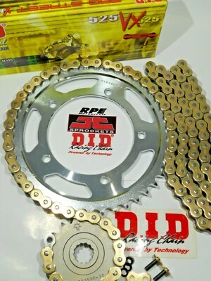 HONDA CBR600RR 2007-2023 DID 525 VX3 DORADO EQA 15/44t KIT CADENA Y PIÑONES Foto 1 de 3