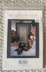 Shepherd's Bush Printworks Patriotic Snowman Cross Stitch Kit with Buttons/Beads - Picture 1 of 3