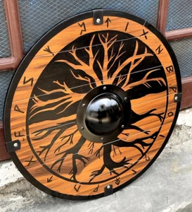 Medieval Wooden Tree Viking Shield - Handmade Viking Shield - Battle Worn Shield - Picture 1 of 7