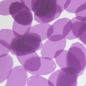 Facet Gem Oval Sequin 1.25" Purple Transparent Glossy Matte Reversible Pailette - Imagen 1 de 1