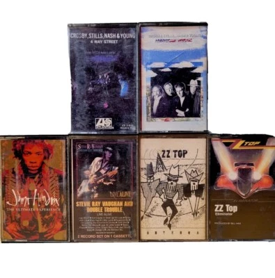 6 Cassette Rock & Blues Lot (ZZ Top/Hendrix/ CSN&Y/Stevie Ray Vaughan), Preowned - Image 1 of 4