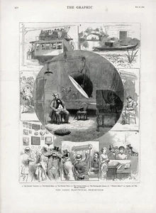 SCIENCE FRANCE PARIS ELECTRICAL EXHIBITION OLD ANTIQUE 1881 PRINT b8 - Picture 1 of 1