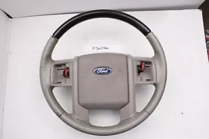 VG Cond 07-14 Ford Expedition 08-16 F250 F-250 Gray Leather Wood Steering Wheel - Picture 1 of 14