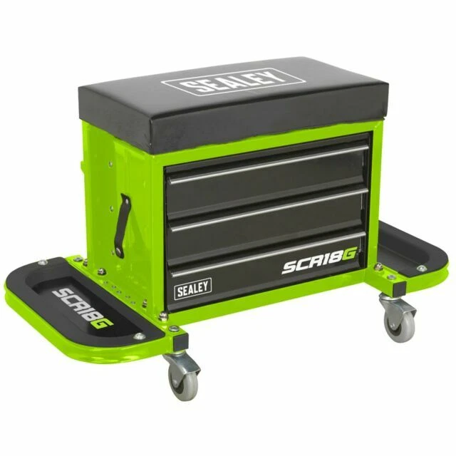 Sealey SCR18G Mechanics Utility Seat Toolbox - Hi-Vis Green
