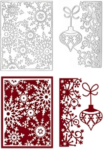 Christmas Snowflake Metal Die Cuts, 2Pcs Rectangle Frame Die Cuts Christmas Lant - Picture 1 of 5