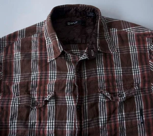 Split Shirt Skateboard Flannel Plaid Brown Size L  *38g0129p - Picture 1 of 6