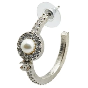 CHANEL COCO Mark Borchie Cerchio Strass Un Orecchio Pierce Donna 【Usato】 - Foto 1 di 5