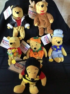 Disney Mini Beanbag Plush Winnie the Pooh SET of 6 MINT with tags  - Picture 1 of 7