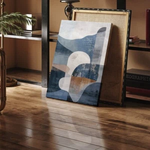 Brown Blue White Art Painting Abstract Unframed Canvas Print Australian Wall Art - Picture 1 of 4