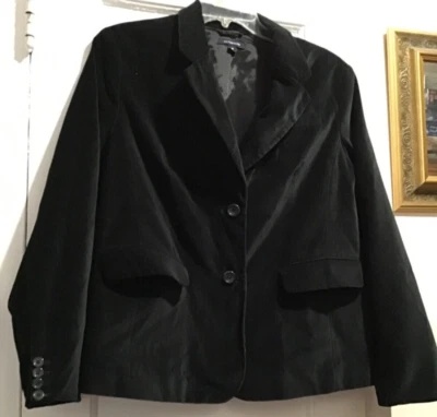 Jaqueta Blazer Feminina Lands End Preta Forrada de Veludo Tamanho 18 Excelente Estado Usado - Imagem 1 de 4
