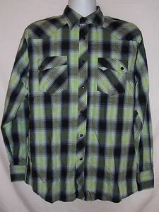 Elixir Mens Medium M Longsleeve Pearlsnap Plaid Buttonfront 100% Cotton - Picture 1 of 8