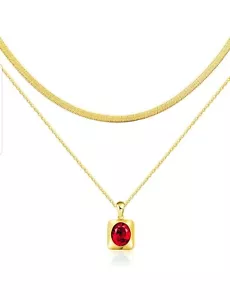 Trendy Separate Layered Choker Pendant Necklace | 18k Gold Plated Snake Chain - Picture 1 of 9