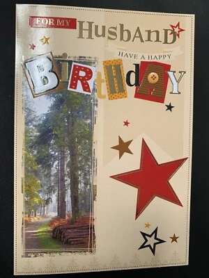 Tarjeta de cumpleaños de marido, escénico, naturaleza, 7" x 5" Foto 1 de 4