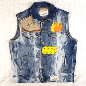 Hyde Park Goods You're Aren't Invited Denim Vest Streetwear Men Sz LARGE Relaxed - Picture 1 of 14