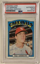 1972 Topps TED SIMMONS Signed Baseball Card #154 PSA/DNA St. Louis Cardinals HOF
