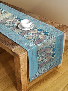 Lote de 2 piezas para decoración de mesa de boda con estampado de pavo real indio Rama verde  - Imagen 1 de 5