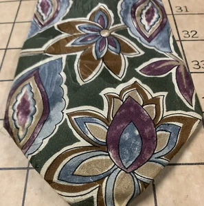 Vintage Bloomingdales Tie Metropolitan View Purple / Green / Brown 3.5” - Picture 1 of 4