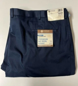 Haggar Men's No Iron Navy Khakis $40.00 OFF Size 52 x 32 NEW MSRP $80.00 - Picture 1 of 5