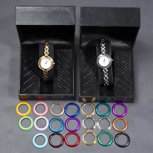 Giorgio Beverly Hills Swiss gold silver tonewatches w/ 20 interchangable bezels - Picture 1 of 20