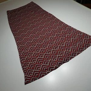 BCBGMAXAZRIA Skirt Size L Red Tribal Geometric Pattern Long High Rise Flexible - Picture 1 of 15