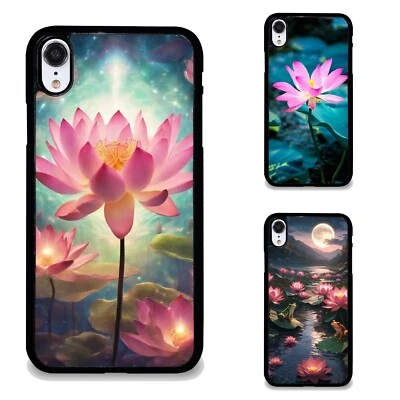 For Motorola Apple iPhone Samsung Galaxy Beautiful Pink Lotus Water Hybrid Cases - Image 1 of 4