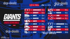 New York Giants 2025 NFL Football Spielplan Kühlschrankmagnet 6" x 10" - Bild 1 von 1