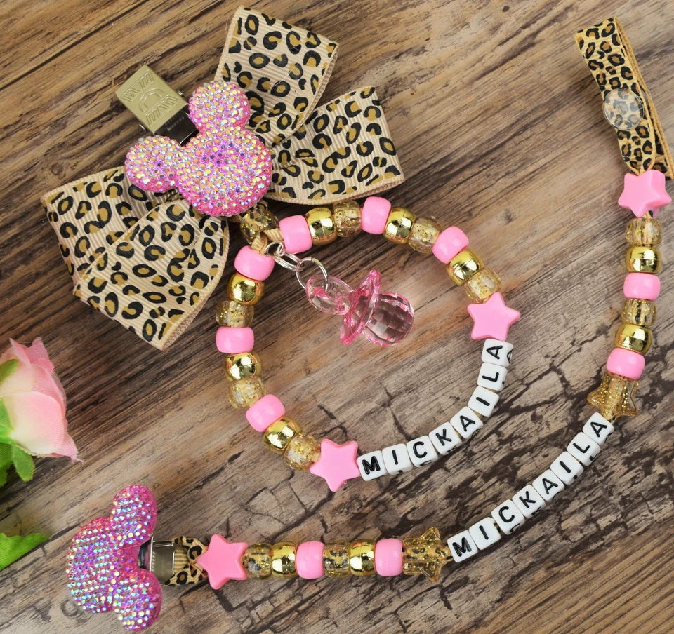 2er Set Personalisierter Schnullerclip Kinderwagenanhänger für Autositz Kinderwagen Tasche