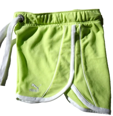 ¡NUEVO! Pantalones Cortos Sunny Lime/Blanco [S] PUMA Para Mujer Algodón Core Tejido Yoga/Pista/Gimnasio Foto 1 de 2