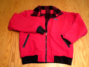 Lands End Reversible Jacket Womens Large Nylon/Polyester RED & BLACK PLAID